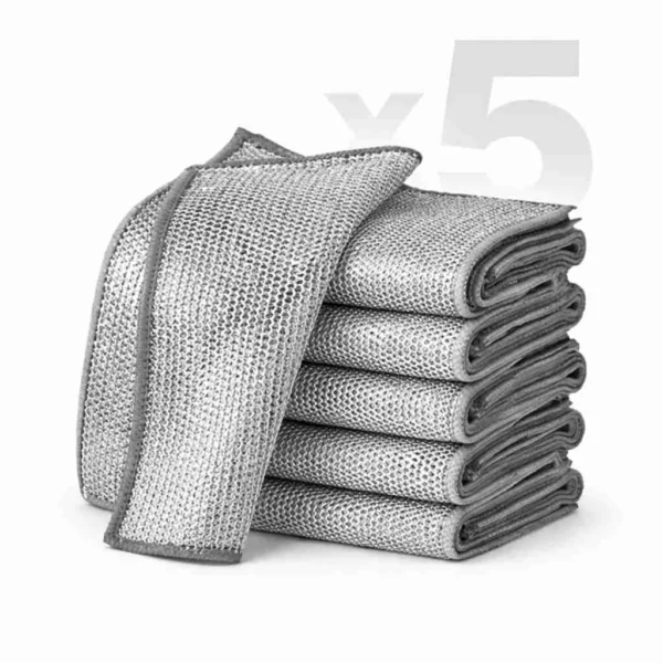 5 Paños Metálicos Multiuso (limpieza profunda sin rayar)